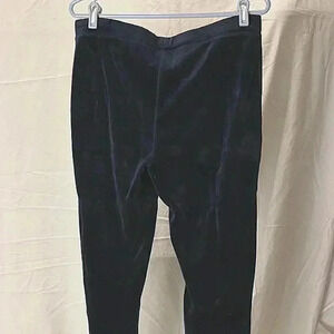 Crushed Velvet sweatpants by NYL women size L straight‎ leg navy sporty athletic